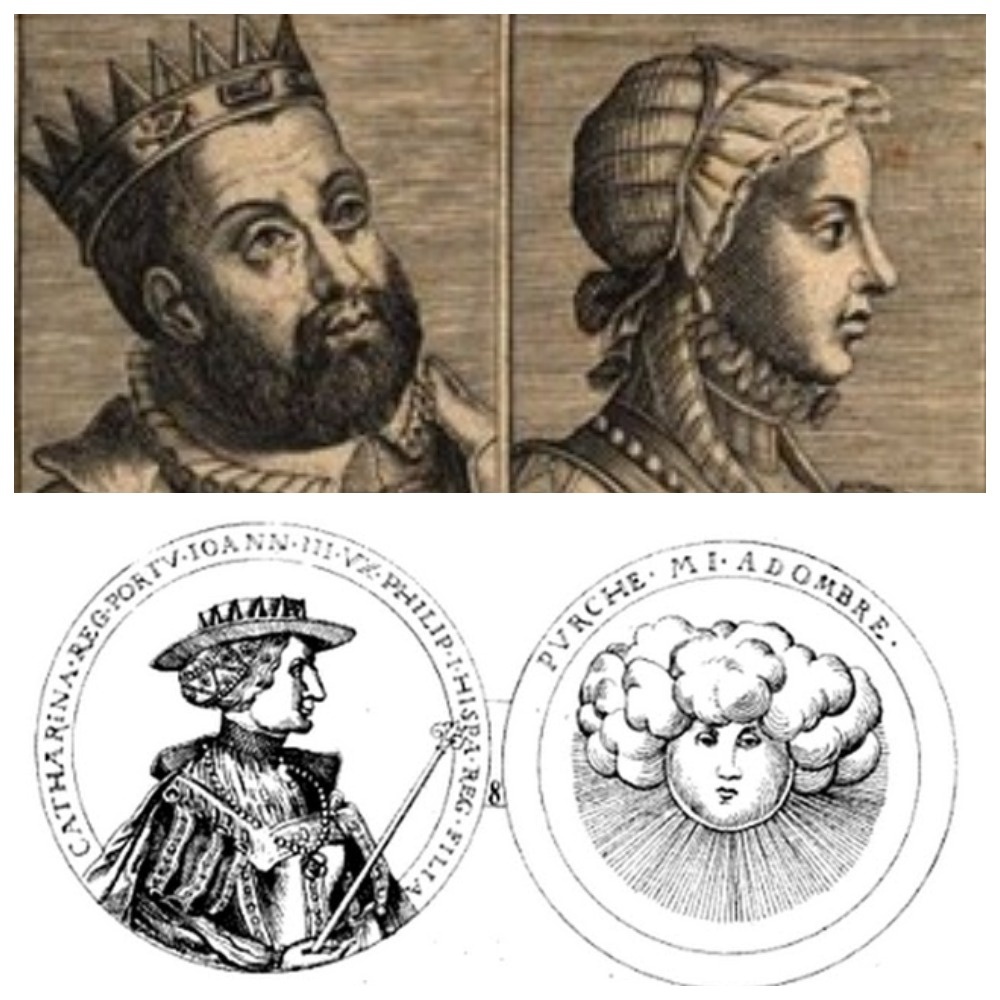 Жуан III и Eкатерина. Изображение Екатерины на медальоне.