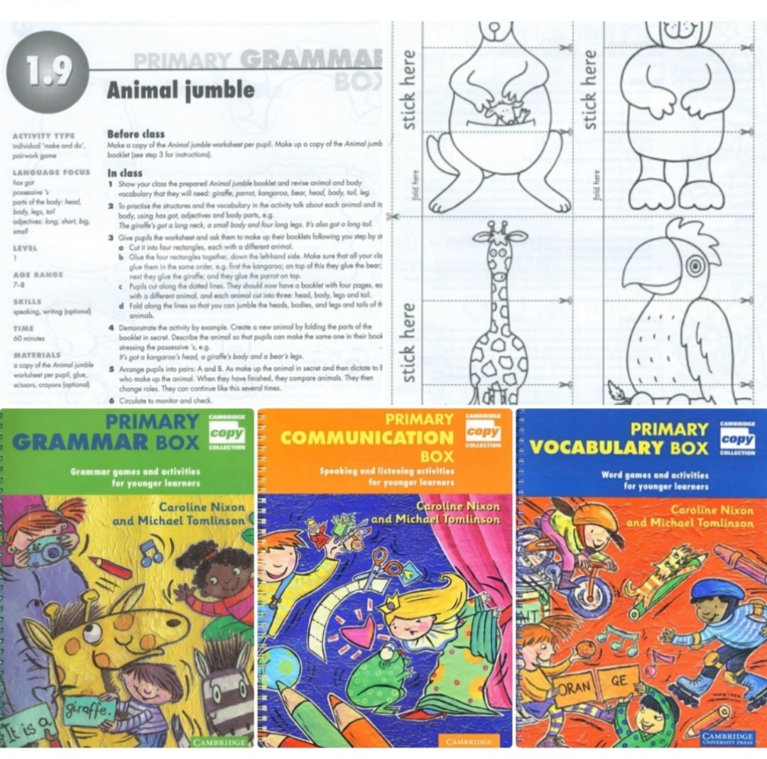 Скриншот из учебного пособия Primary Grammar Box. Детям предлагается сделать мини-книжку с разрезанными страницами. 