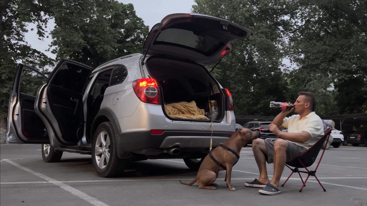 Мечтал сидеть с собакой у своей машины и слушать музыку🥰