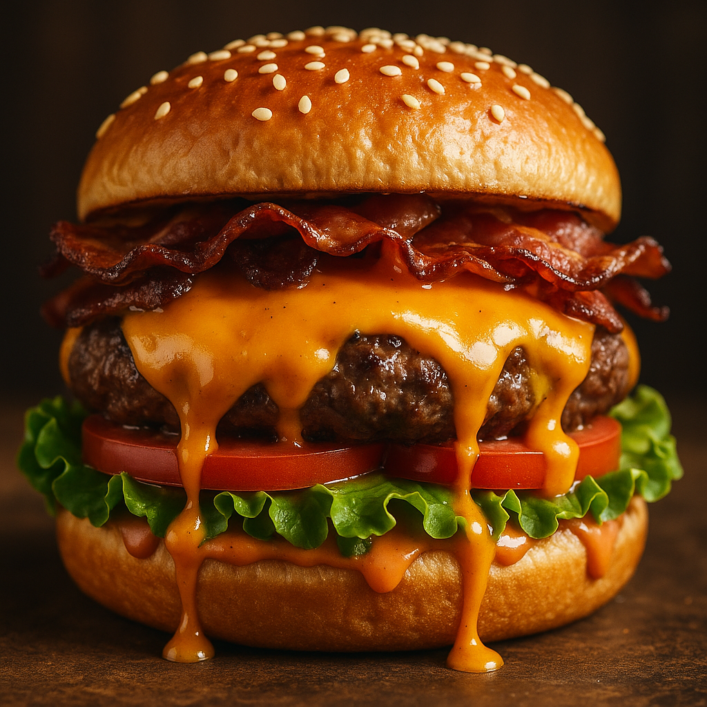 Ультрареалистичный крупный план сочного чизбургера