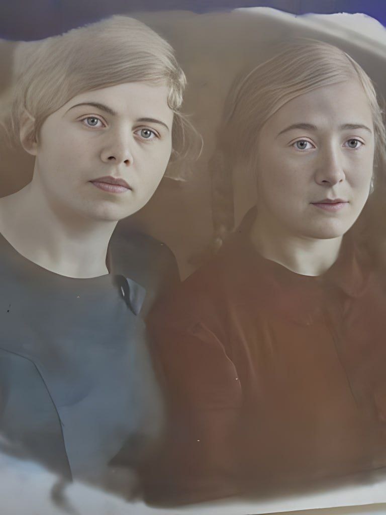 Рая (слева) с младшей сестрой (нашей бабулей). Фото из семейного архива. Бабуля тоже выдающаяся личность у нас, но об этом в другой раз.