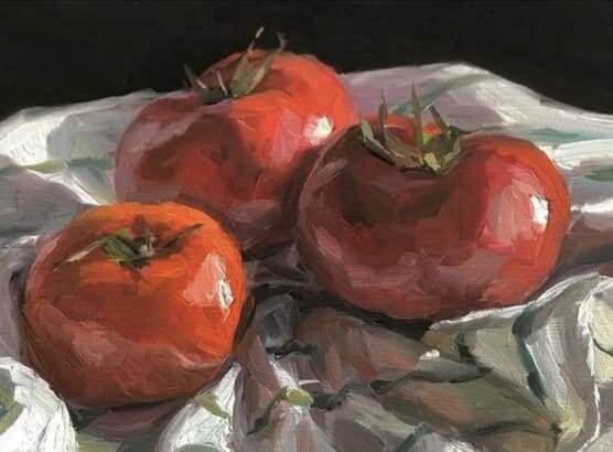 Пример серо-коричневых теней у фруктов/овощей