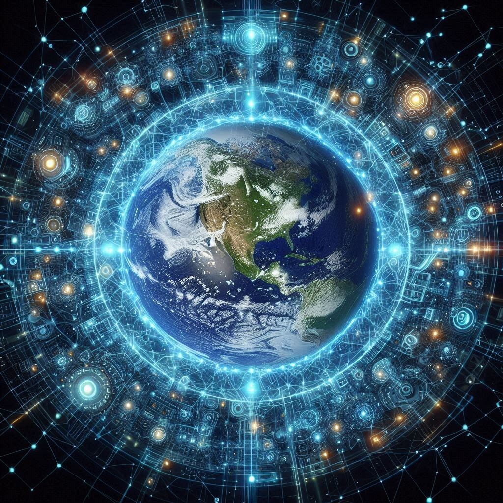 Иллюстрация 1: Земной шар, тронутый сетью ИИ-алгоритмов.
