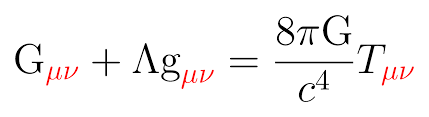 Космологическая константа в уравнении поля Эйнштейна, где левая G — тензор Эйнштейна, g — метрический тензор, T — тензор энергии-импульса.