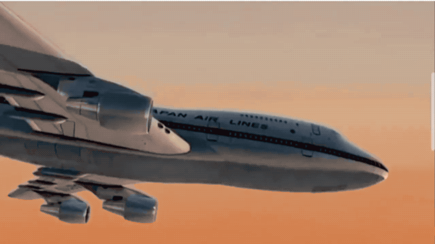 Эта анимация из телешоу «Mayday» приблизительно показывает, как летел самолёт. Обратите внимание, что фактический период фюзеляжа составлял 90 секунд, что значительно медленнее, чем в этой анимации. (Mayday/Cineflix)
