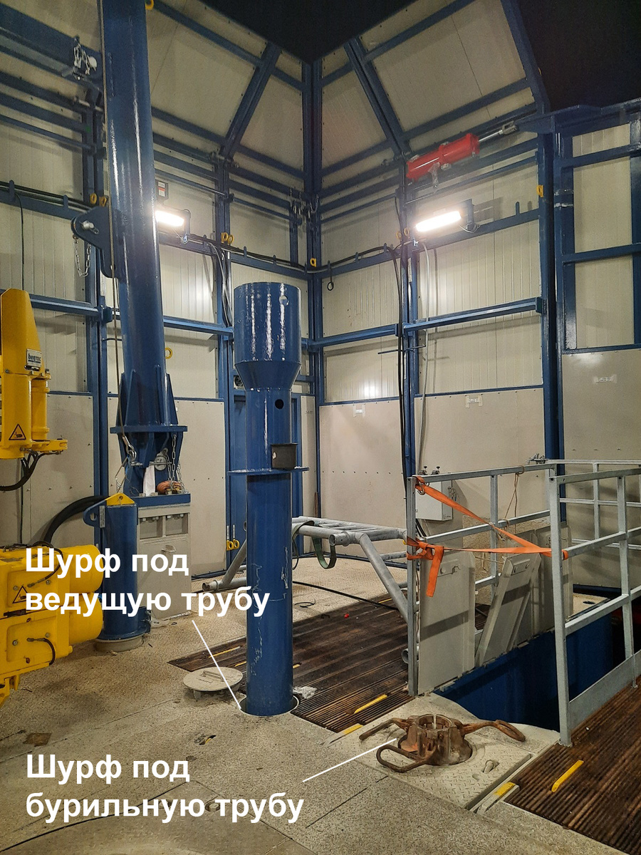 Пример. Фото шурфа под ведущую трубу (квадрат / Kelly) и под бурильную трубу.