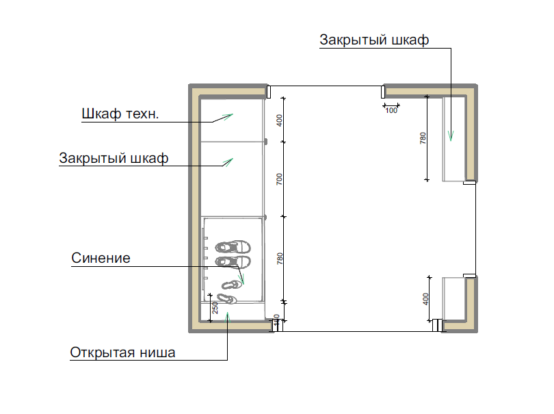 Снизу входная металлическая дверь, в проеме справа - вход в котельную, а проем сверху - вход в жилую часть дома. 