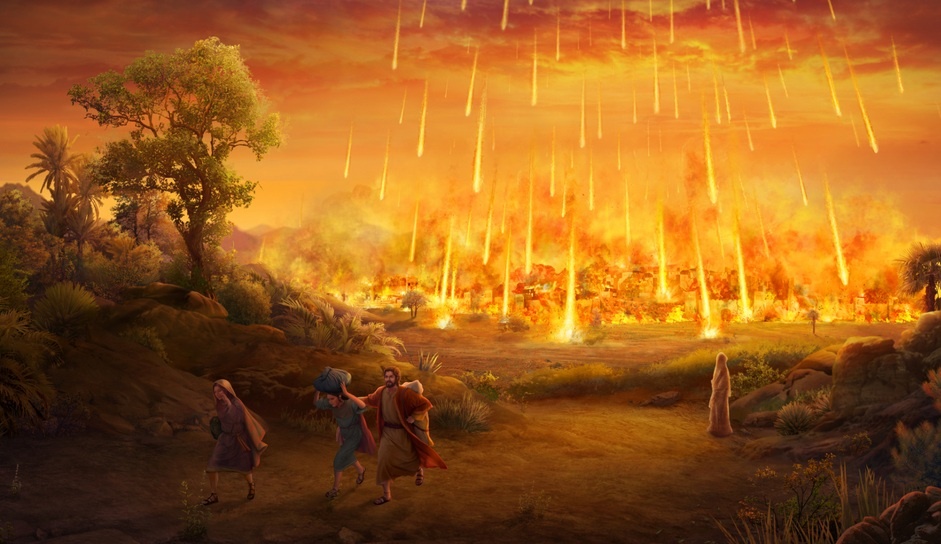 Лот и дочери спаслись, а его жена превратилась в камень. (Фото: www.wheatfieldmedia.com).