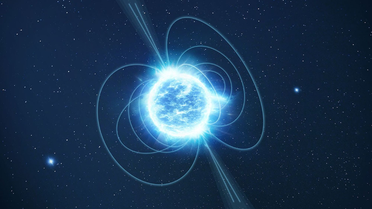 Художественное представление магнетара — особого типа нейтронной звезды с невероятно сильным магнитным полем. Предоставлено ЕКА.