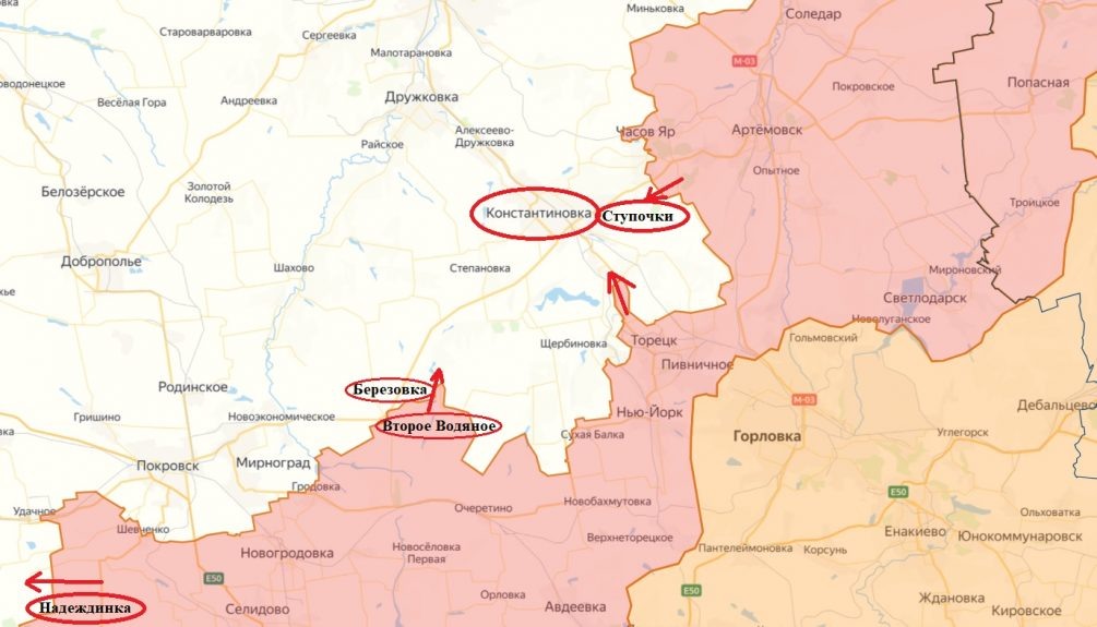    Карта спецоперации. Бои в ДНР.