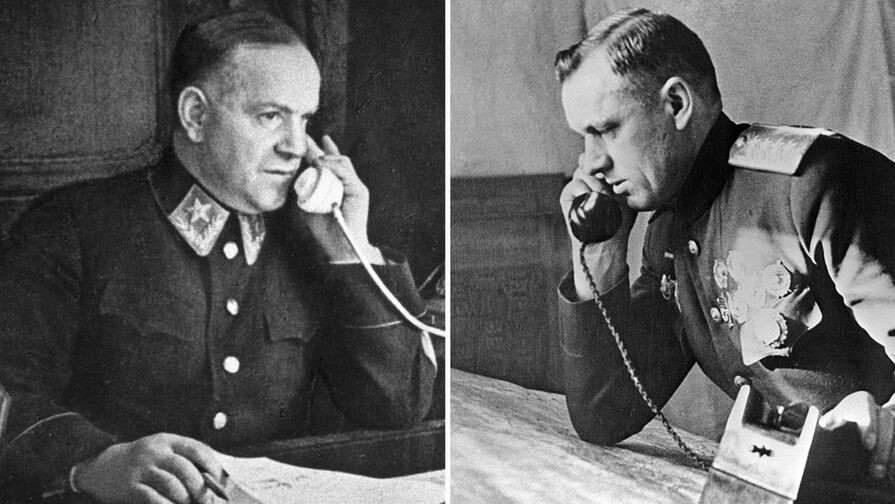 Маршал Советского Союза Георгий Жуков в начале 1943 года и генерал армии Константин Рокоссовский в начале 1944 года
