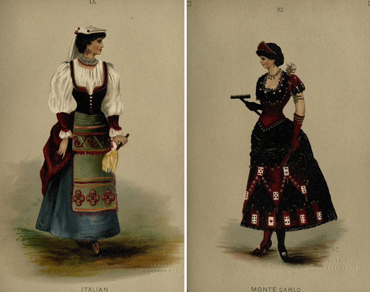 Иллюстрации из книги Холта "Francy dresses described", издание 1887 года. (сс) Wikimedia commons