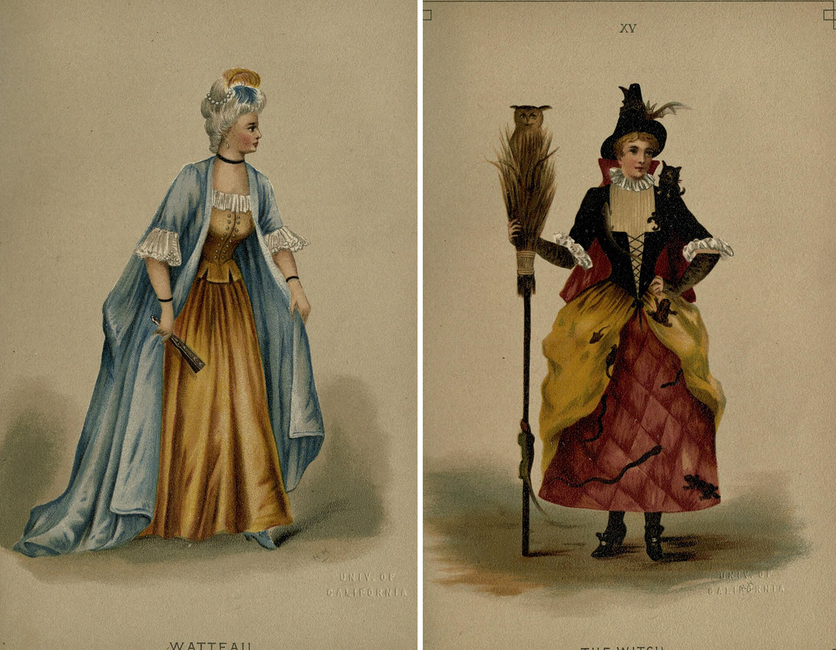 Иллюстрации из книги Холта "Francy dresses described", издание 1887 года. (сс) Wikimedia commons