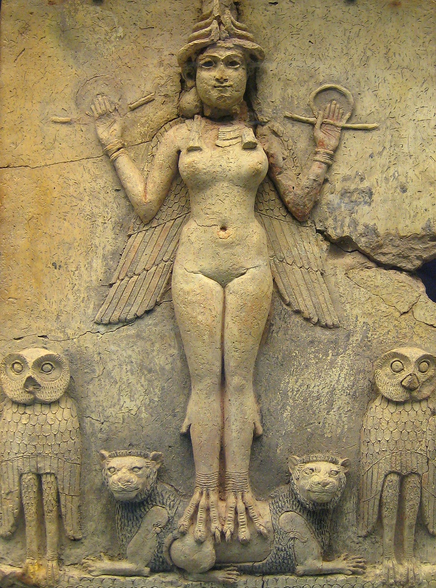 Рельеф Берни, или Королева Ночи, 1800—1750 до н.э., терракота, 49,5 × 37 см, Британский музей, Лондон