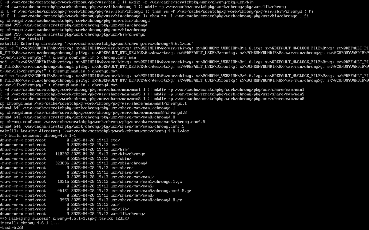 процесс установки chrony