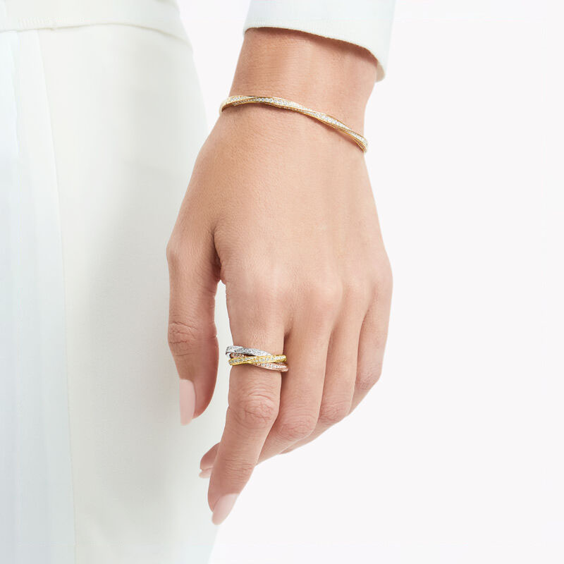 Кольцо Graff Spiral из белого, розового и желтого золота с бриллиантами