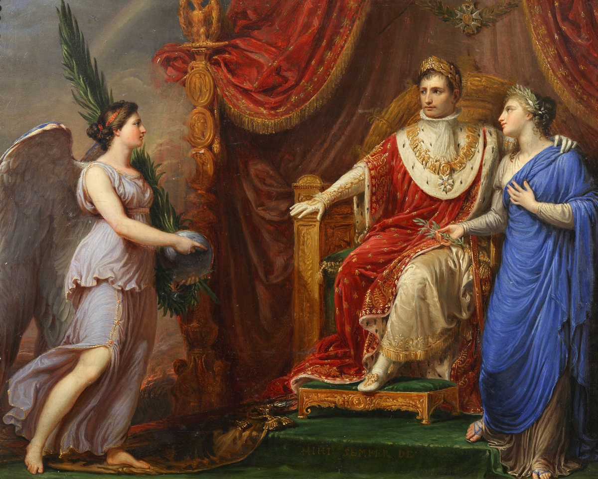 Андреа Аппиани «Наполеон на троне с аллегорическими фигурами Мира и Победы» (1806)