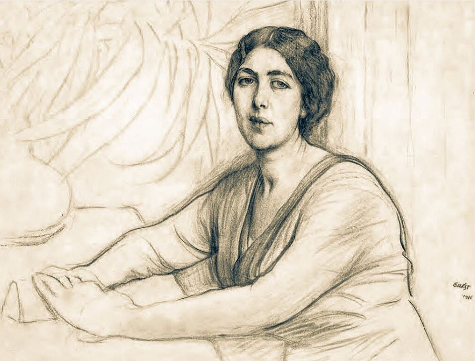 Лев Бакст, «Портрет Марии Цетлиной (Тумаркиной)»,1915, Музей русского искусства имени Марии и Михаила Цетлиных, Рамат-Ган, Израиль