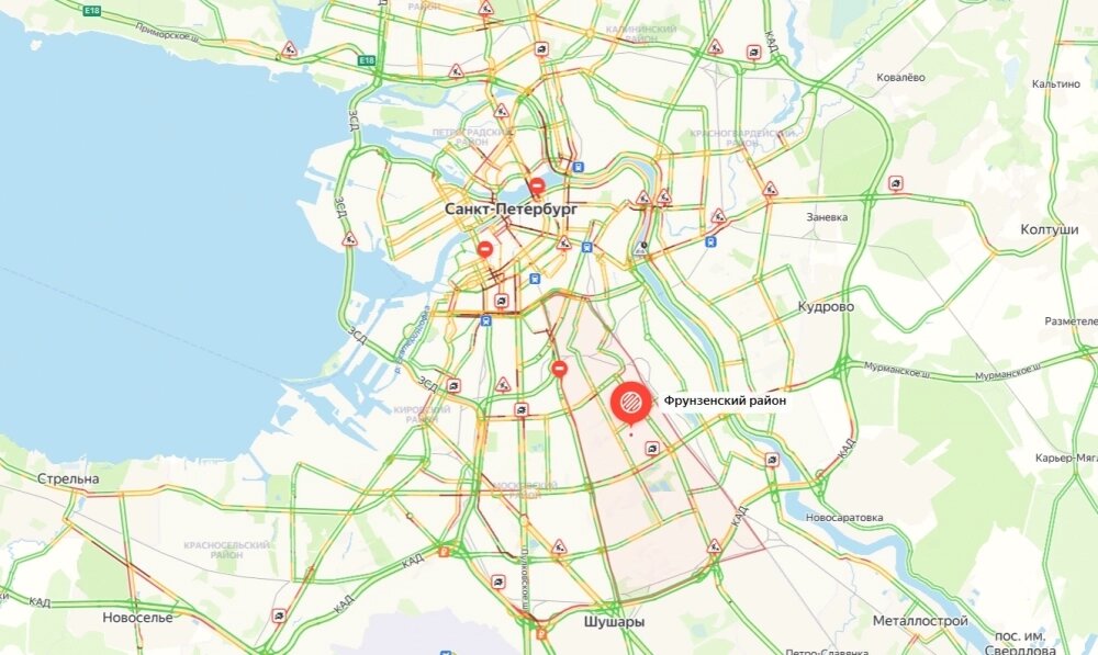    Обстановка по пробкам Фото: Скриншот Яндекс.Карты