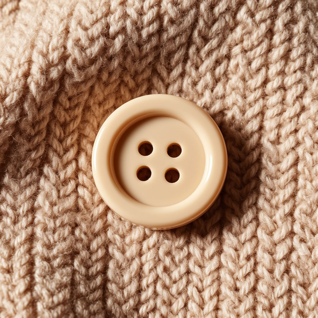 Бежевая пуговица на бежевом изделии