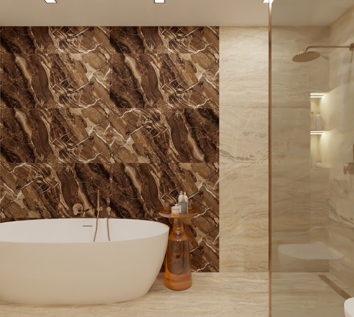 акцентная стена выполнена с помощью коллекции Idalgo, Арабеско Лайт