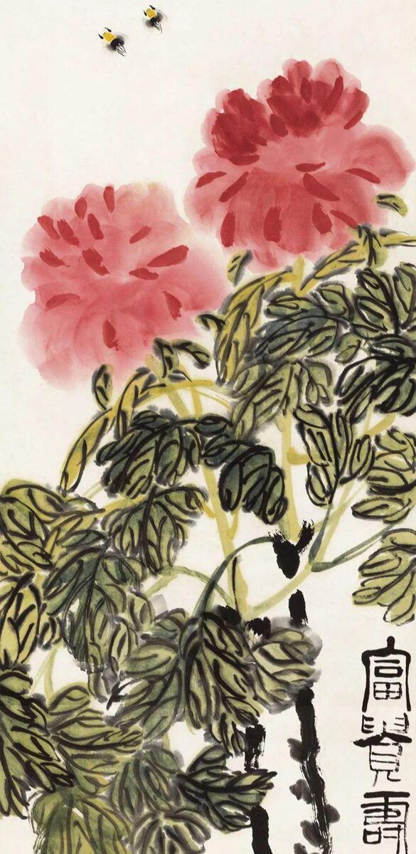 Немного пионов кисти  Ци Байши. Источник изображения: baidu.com. 