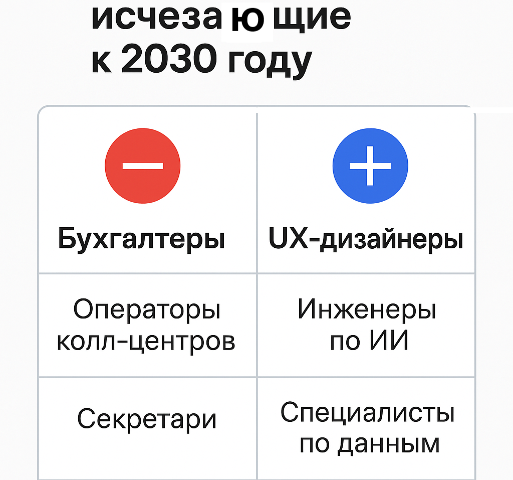 Таблица показывающая кто будет нужен в будущем!