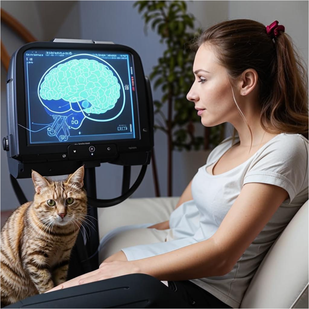 Ветврач примчалась с портативным энцефалографом, чтобы проверить «мозговые волны»  кошечки