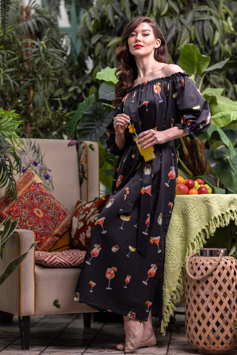 Платье «Дайкири» из шелка и хлопка от KHAN.CASHMERE