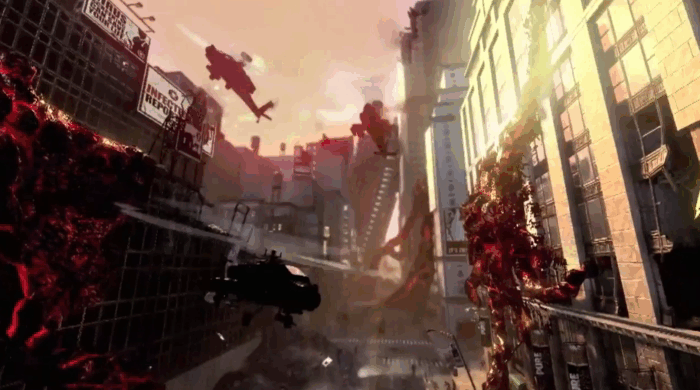 Gif картинка: "Отрывок из трейлера игры Prototype 2"