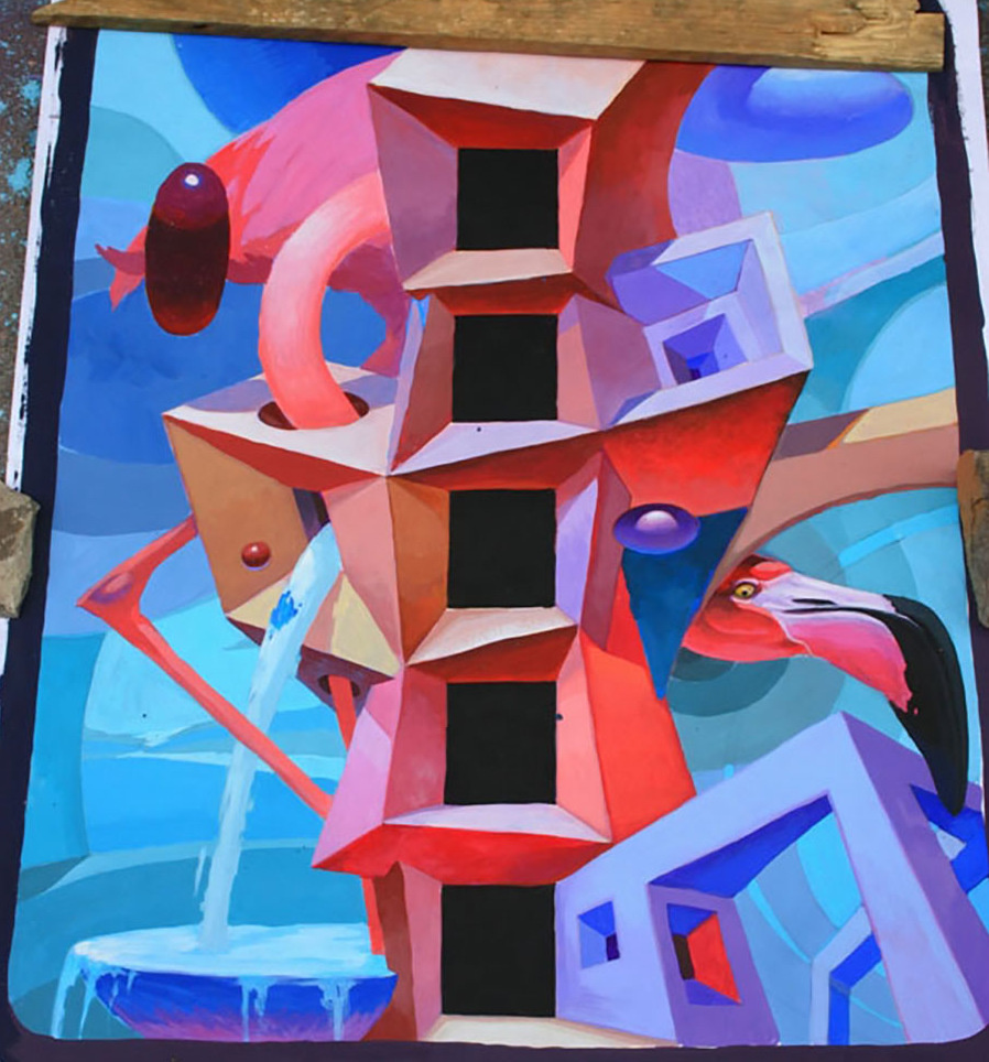 «Розовый фламинго». Эскиз мурала. Авторы «Добрые люди».