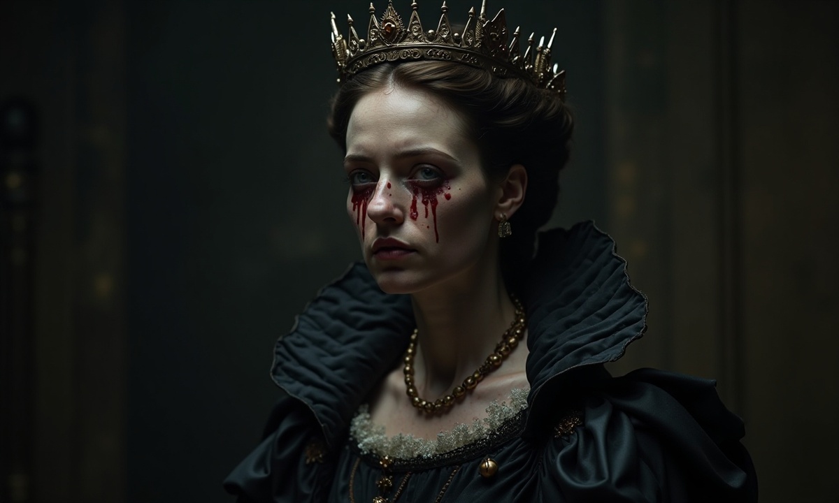 Зловещий портрет королевы Мэри I с кровавыми слезами