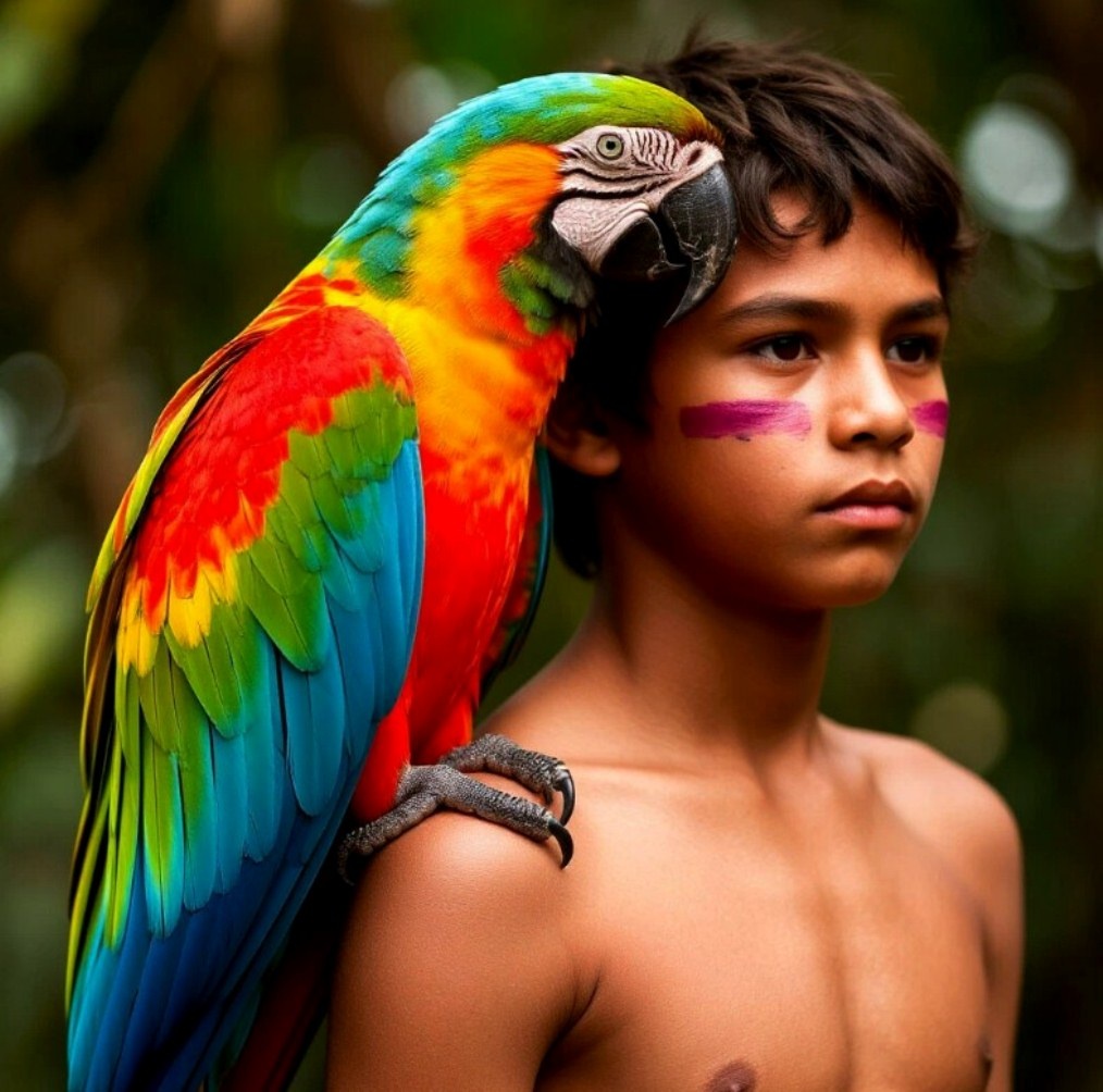 Степ с попугаем. Создано в Шедеврум.