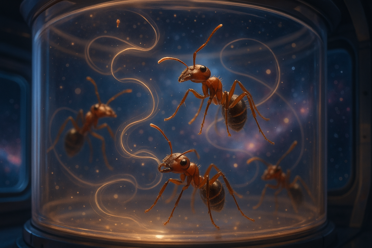 Как в эпопее о галактике: муравьи в невесомости на фоне космоса. Маленькие герои большой Вселенной.