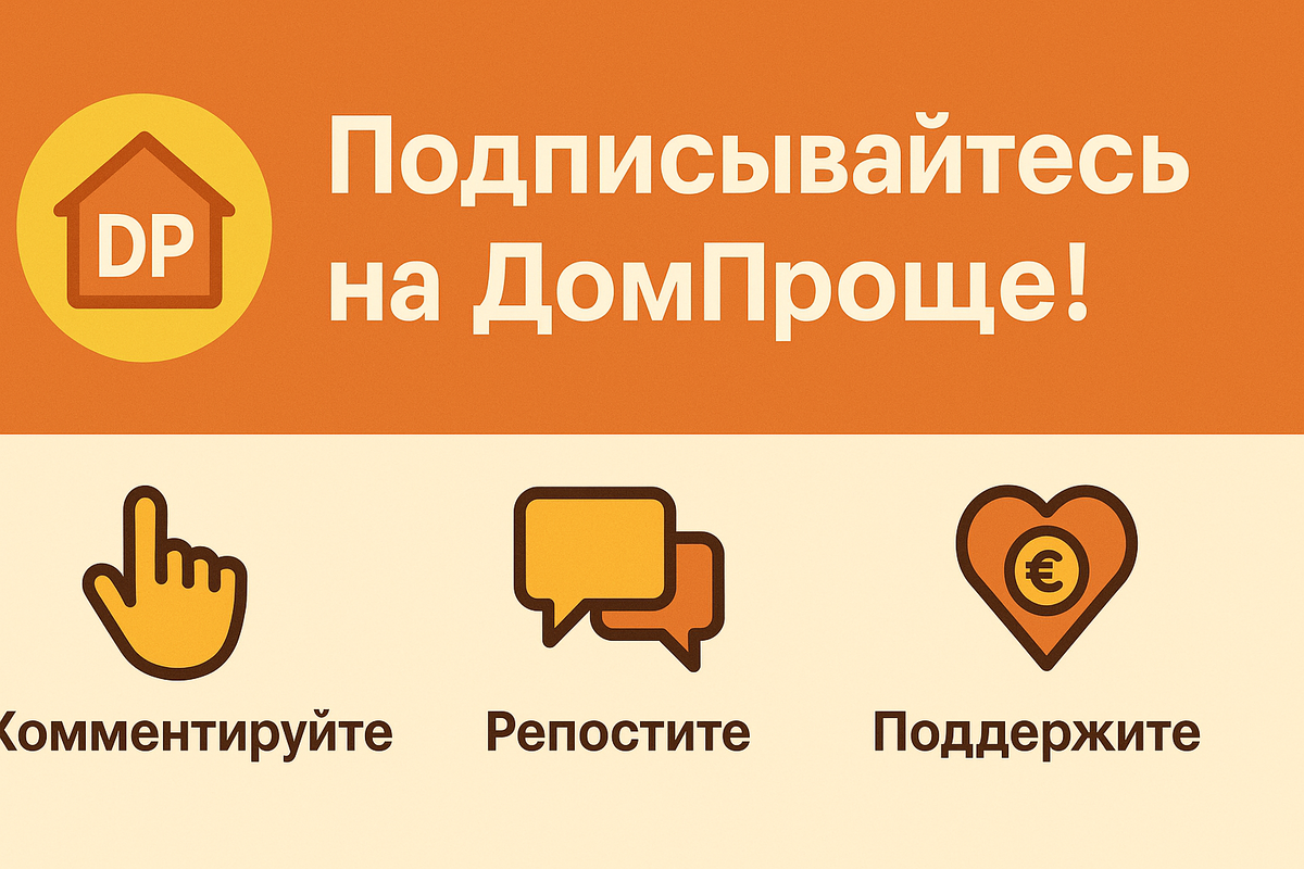 Подписывайтесь на канал «ДомПроще», делитесь статьёй с друзьями и поддержите проект донатом - вместе делать дом уютнее проще!