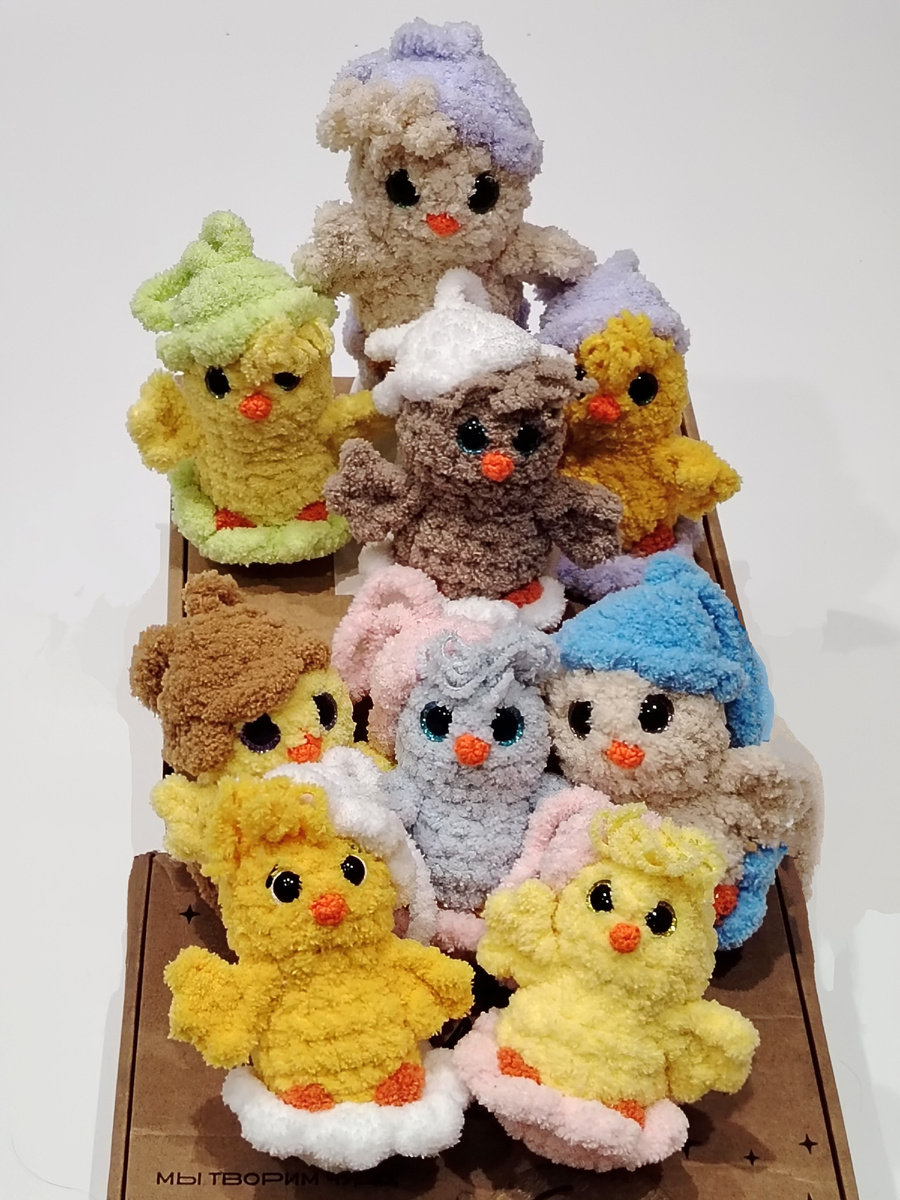 Плюшевые брелоки-цыплята, 