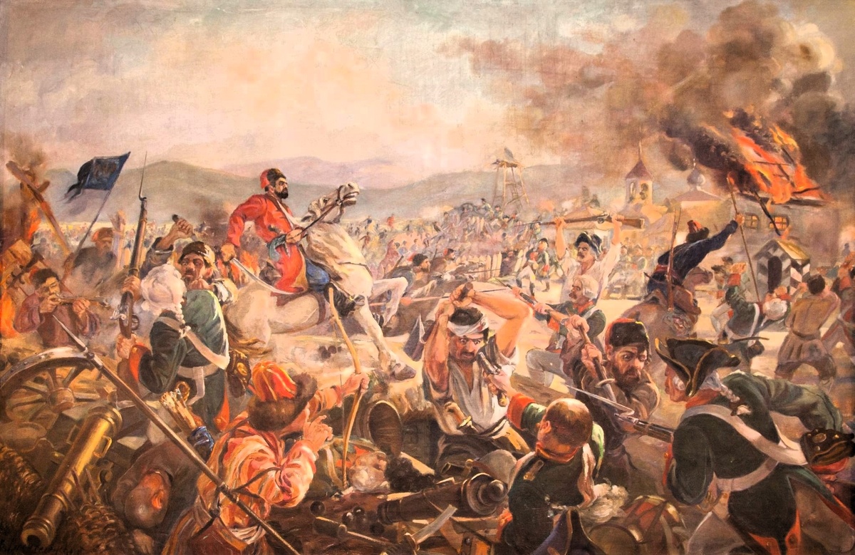 Картина "Взятие Пугачевым крепости Магнитной"