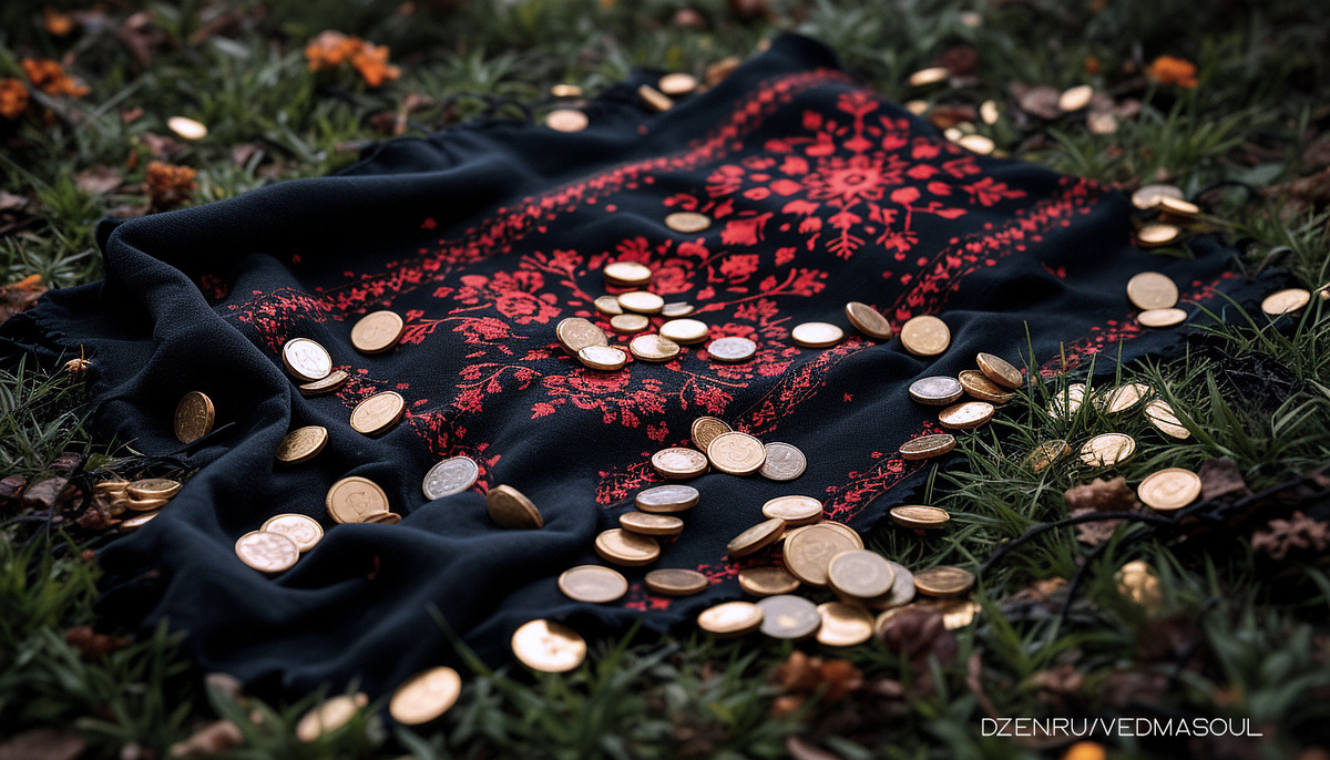 Авторское изображение @vedmasoul. Cгенерировано ИИ. Порча на деньги, сонник деньги