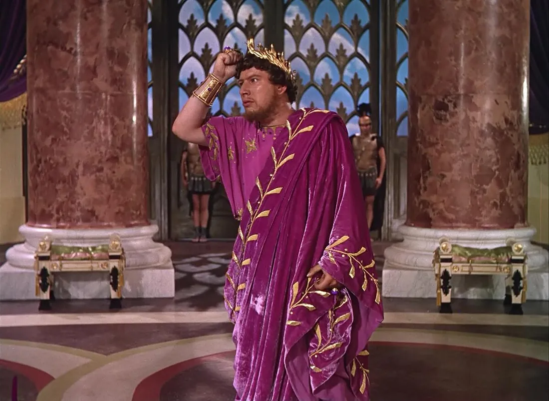 (Император в пурпурных одеяниях. Кадр из фильма «Камо грядеши», 1951 год.)