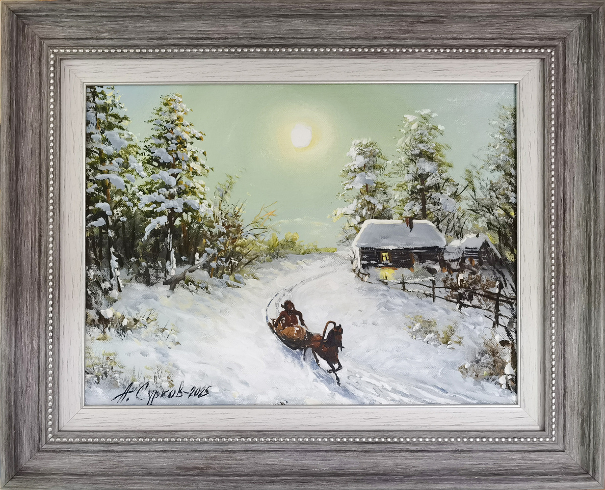 Оформление картины художника Суркова Алексея в раму от багетной мастерской Галерея РА