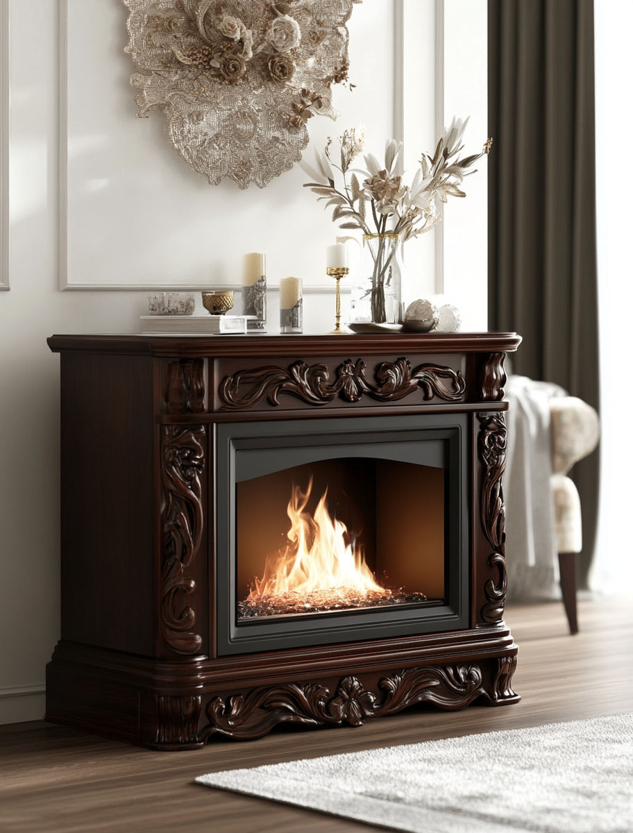    Электрический камин Neapol в цвете махагон антик: создайте атмосферу уюта и стиля с технологиями будущего Kamin