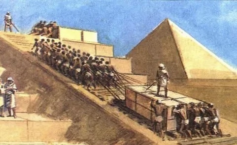 Бытует мнение, что под блоки наливали вещество, схожее по свойствам с растительным маслом для уменьшения силы трения