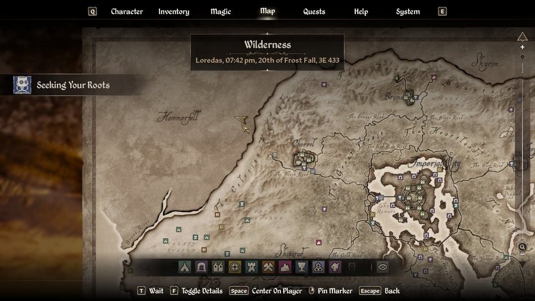 Карта в игре The Elder Scrolls IV: Oblivion Remastered