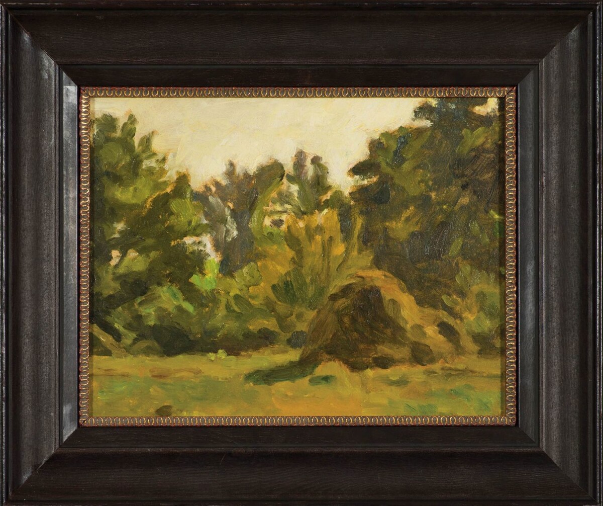 Пейзаж, 1947 г., материалы: картон, масло, размеры: 22,2 х 29 см. Источник: https://sovcom.ru