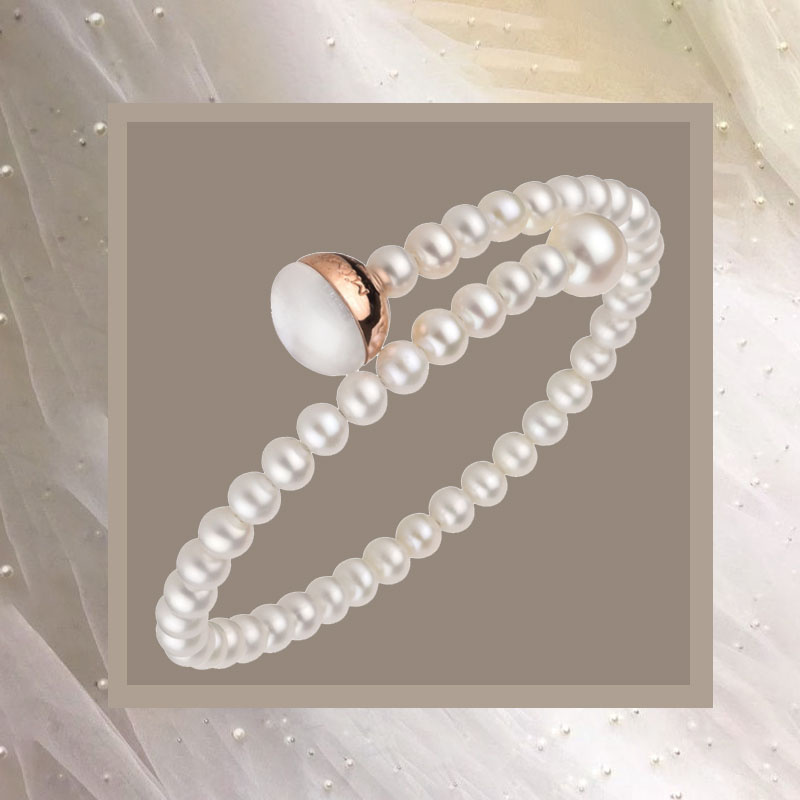 Браслет Mimi Big Bang из розового золота с жемчугом, перламутром и горным хрусталем