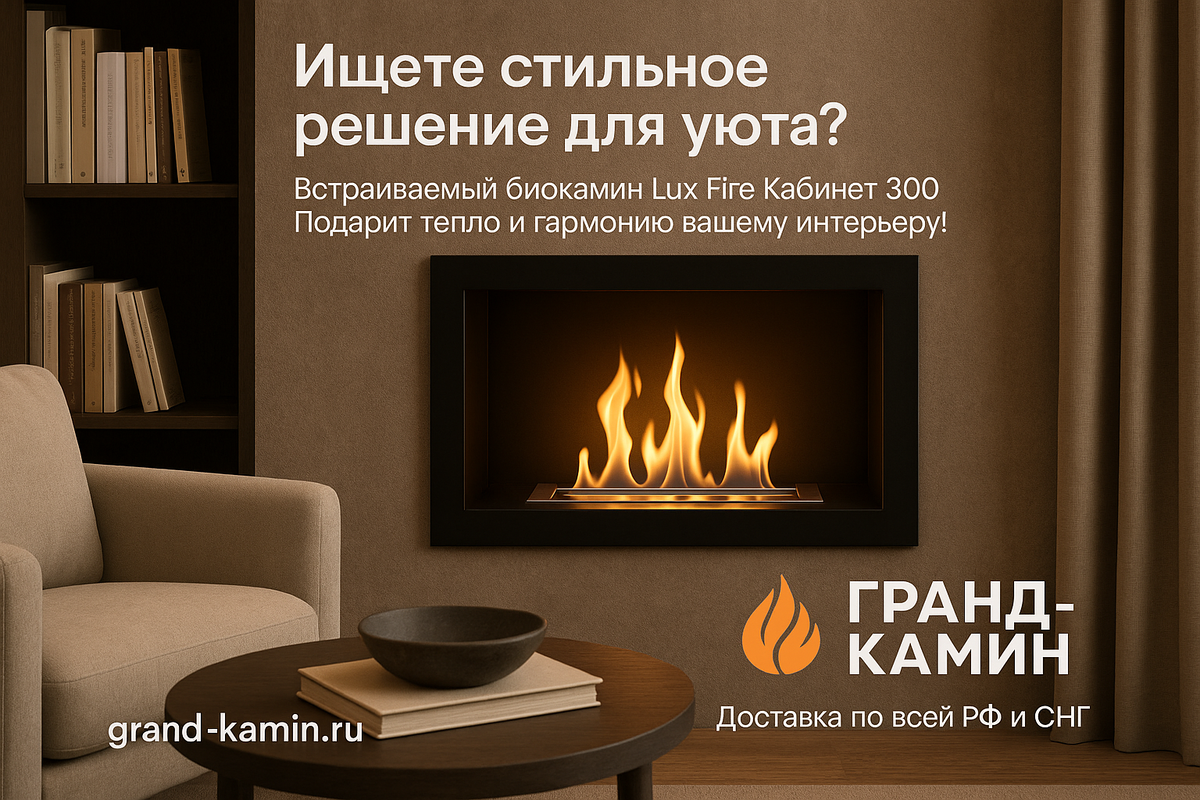    Создайте уютное пространство с биокамином Lux Fire Кабинет 300: теплота и стиль в вашем интерьере Kamin