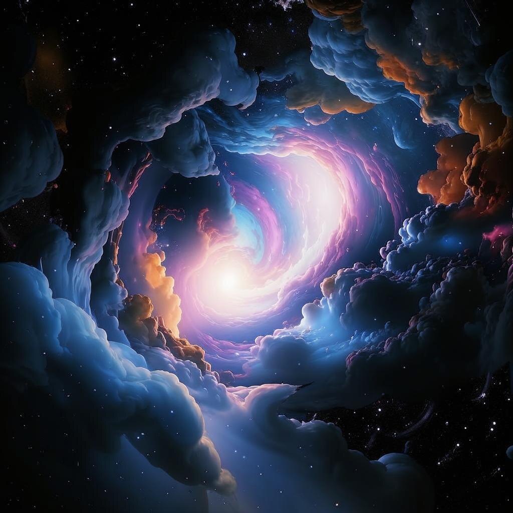 Молекулярное облако у Солнечной системы. Сгенерировано при помощи Kandinsky 3.1