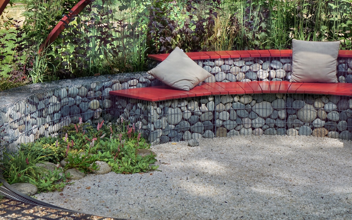 Применение габионов для создании зоны отдыха.