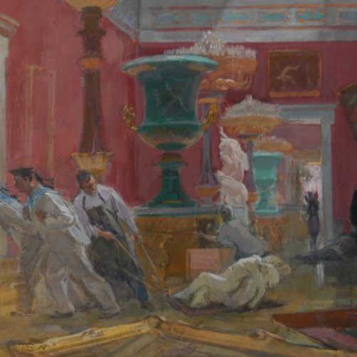 Людмила Рончевская. Эвакуация Эрмитажа. Лето 1941-го года. 1964. Городской музей, Ангарск, Иркутская область
