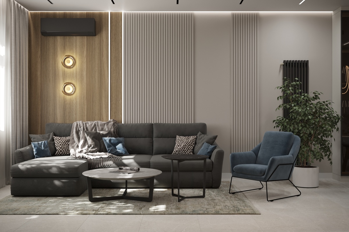 Мягкая зона с диваном и кофейным столиком